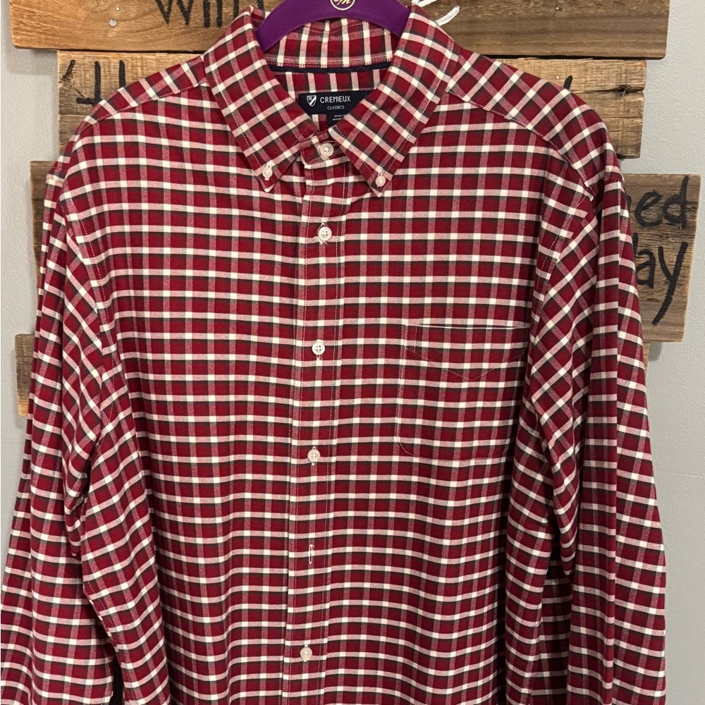 Cremieux Red and White Plaid Men's Shirt